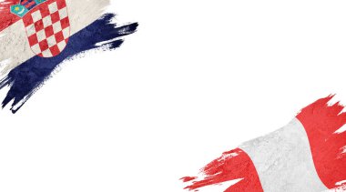 Beyaz Arkaplanda Hırvatistan ve Peru Bayrakları